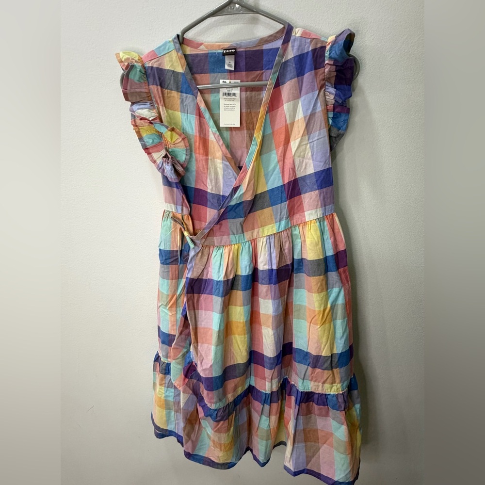 Tea Collection Feliz Familia Plaid Wrap Dress